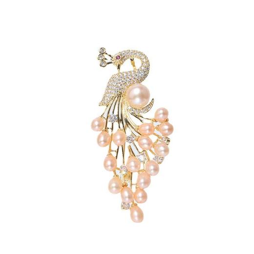 XRZB2019090703新款时尚简约气质珍珠孔雀胸针 商品图4