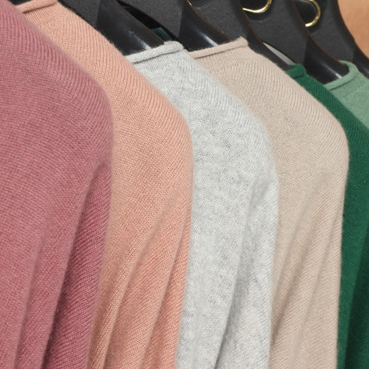 藏肉显瘦| 慵懒舒适小船领长短片纯色羊绒上衣 商品图7