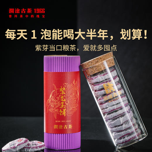 澜沧古茶紫龙玉饼普洱茶熟茶云南紫芽茶叶小茶饼10瓶装(66g/瓶) 商品图0