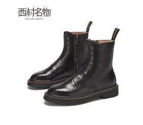 西村名物秋冬靴子粗高跟英伦百搭皮靴短靴切尔西靴T29DC44981