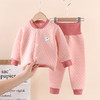 【三层加厚 锁温保暖】冬季棉质宝宝保暖加厚婴儿服装彩棉儿童长袖高腰护肚夹棉内衣套装 商品缩略图2