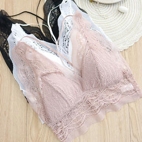 TG-TG02S138春夏真丝美背文胸薄款无钢圈法式蕾丝性感后交叉桑蚕丝内衣