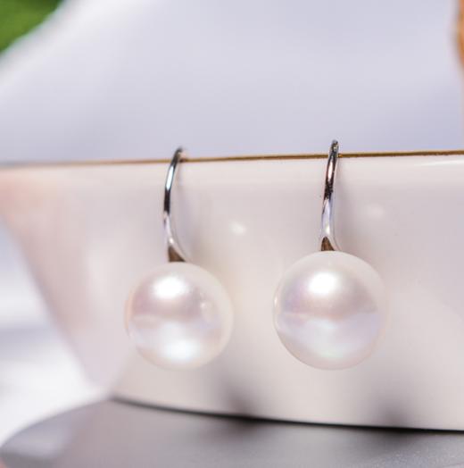 【耳环】925纯银镀金银色强光天然淡水珍珠耳环 商品图10