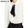 NEELLY纳俪衬衫女设计感小众木耳边单排扣飘带法式白衬衫上衣秋冬N21121B01235 商品缩略图1