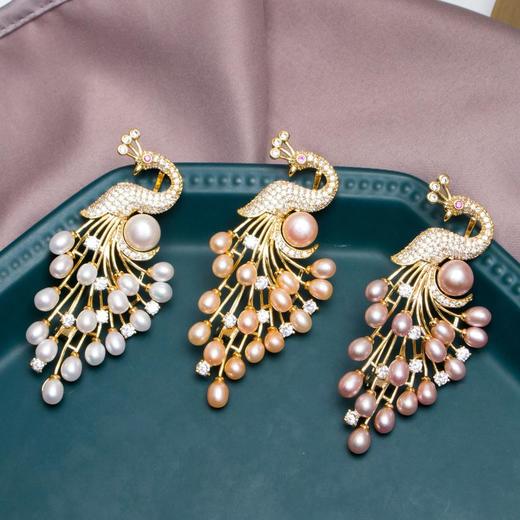 XRZB2019090703新款时尚简约气质珍珠孔雀胸针 商品图3