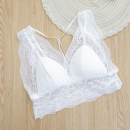 TG-TG02S138春夏真丝美背文胸薄款无钢圈法式蕾丝性感后交叉桑蚕丝内衣 商品图5