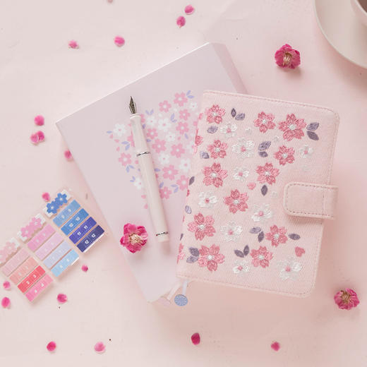 尚氏泊A6手帐/朝花早樱DTB61130布面刺绣古风笔记本子自填式日历效率计划日程本 商品图2