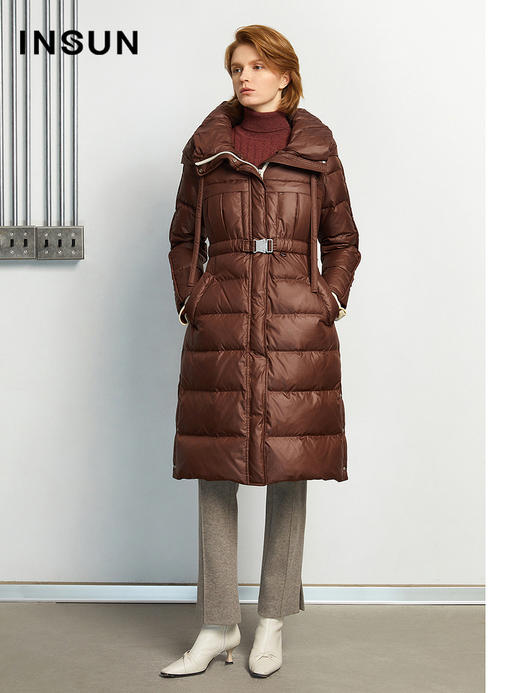 INSUN恩裳冬季新款轻盈保暖腰带设计百搭白鹅绒羽绒服9C31508700 商品图0