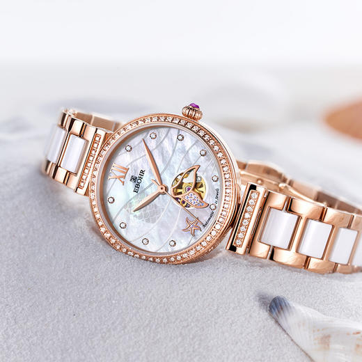 依波(EBOHR）蝶恋花系列时尚镂空全自动防水女士机械表3629 商品图3