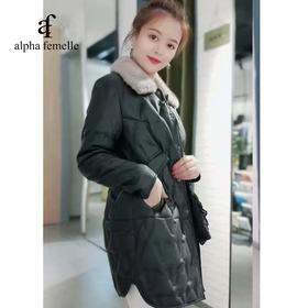 法米拉中长款皮羽绒大衣A0D0AFH30300