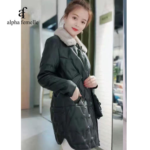 法米拉中长款皮羽绒大衣A0D0AFH30300 商品图0