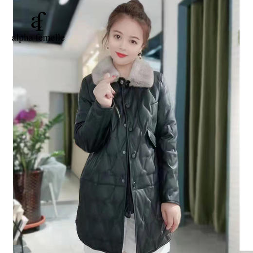 法米拉中长款皮羽绒大衣A0D0AFH30300 商品图1