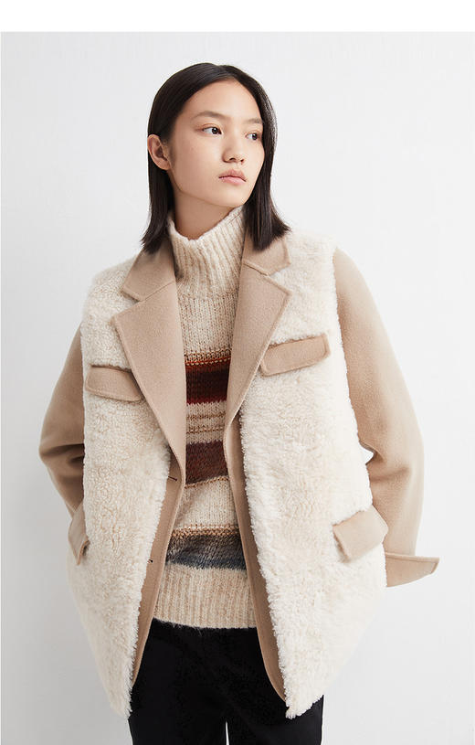 INSUN恩裳冬季新款绵羊毛H型两件套毛革外套皮草女9c31509710 商品图1