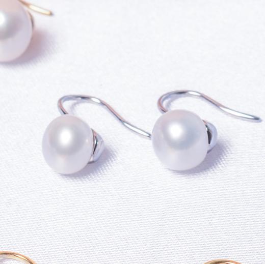 【耳环】925纯银镀金银色强光天然淡水珍珠耳环 商品图11