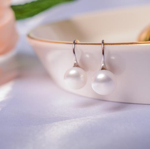 【耳环】925纯银镀金银色强光天然淡水珍珠耳环 商品图9