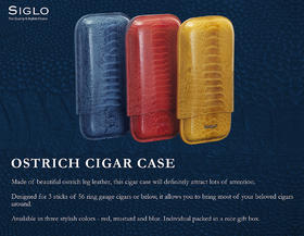 Siglo Ostrich Cigar Case世纪雪茄皮套3支装 鸵鸟腿皮材质 手工