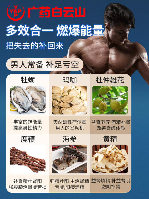 白云山牡蛎片男用品肾持久男性玛咖人参保健鹿鞭肽锌片补品CR 商品图1