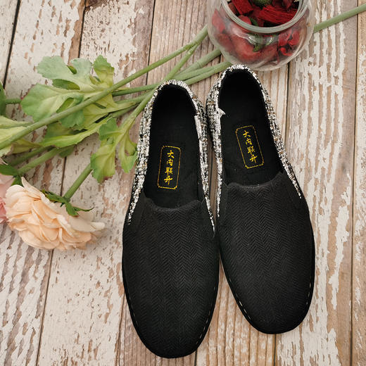 内联升男鞋手工单鞋千层底意大利混纺面料松紧口巾舌鞋DN8517 商品图3