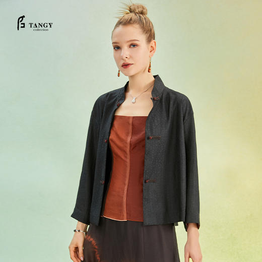 TANGY Collection/天意精品2022年春夏新品国潮盘扣立领莨绸短外套 商品图0