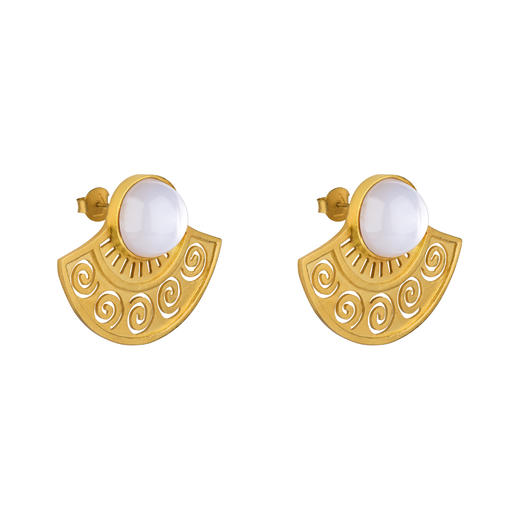 北京仓｜Jude Benhalim-Mezza Sol-扇形 镂空 耳环（白色）［埃及设计师］ 商品图2