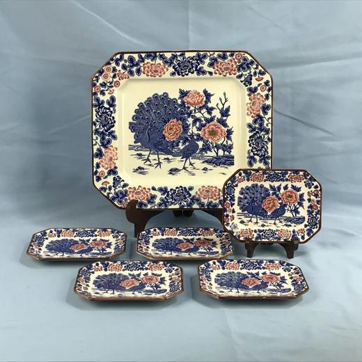 日本富永陶器金孔雀餐盘套组 6枚装 原盒保留 实物见视频 商品图0