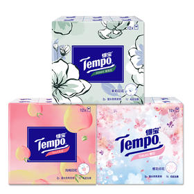 『得宝Tempo』有香手帕纸组合（茉莉花12包+甜心桃味12包+樱花味12包）共36包