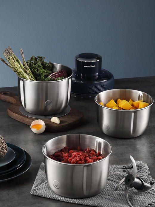 摩飞套娃绞肉机电动家用小型绞馅搅拌机多功能不锈钢打肉馅料理机MR9401 商品图2