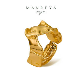 Manreya玛芮雅「鎏金溢彩」S925不规则时尚百搭锡纸设戒设计戒指