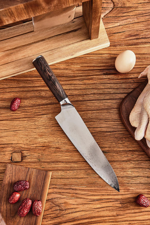 【第三批少量库存】大马士革刀家庭三件套带刀架家用厨刀刀削如风超锋利特有美妙花纹高端家庭厨刀套餐 商品图2