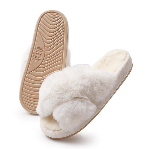 2双减5【2021网红新款交叉小兔绒拖鞋】OKSOO智庭室内居家保暖防滑棉拖鞋亲肤保暖 商品图7