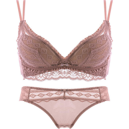 黛唯梵日系新品浪漫心扉蕾丝内衣女小胸聚拢美背文胸套装调整型上托收副乳无钢圈胸罩 商品图4