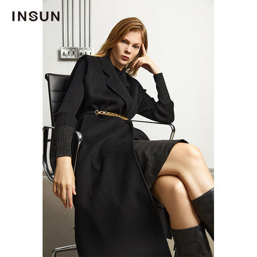 INSUN恩裳新品长款气质大衣马甲9c31580126 商品图1