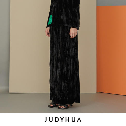 JUDYHUA 质感丝绒褶皱长裤 JHC1K289 商品图1