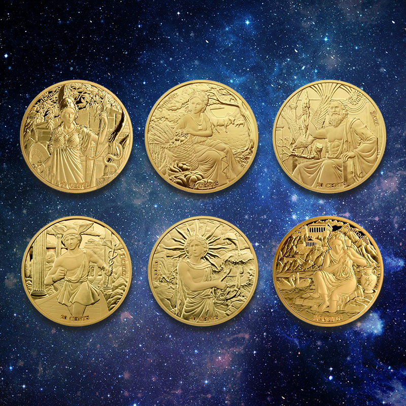 2023年萨摩亚 12星座奥林匹斯诸神铜币（铜镀金）