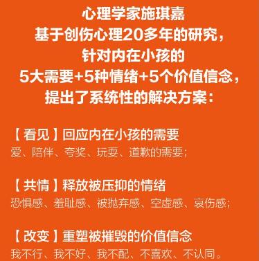 疗愈你的内在小孩 心理学家施琪嘉的30堂深度成长课 壹心理联合出品 解决自我冲突原生家庭童年创伤 增强自信力量安全感和爱 商品图2