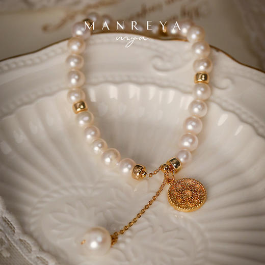 Manreya玛芮雅“福来运转”双面币淡水珍珠手链简约气质增运闺蜜 商品图5
