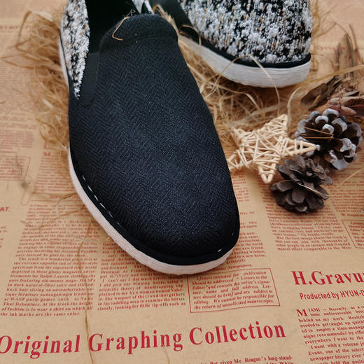 内联升男鞋手工单鞋千层底意大利混纺面料松紧口巾舌鞋DN8517 商品图5