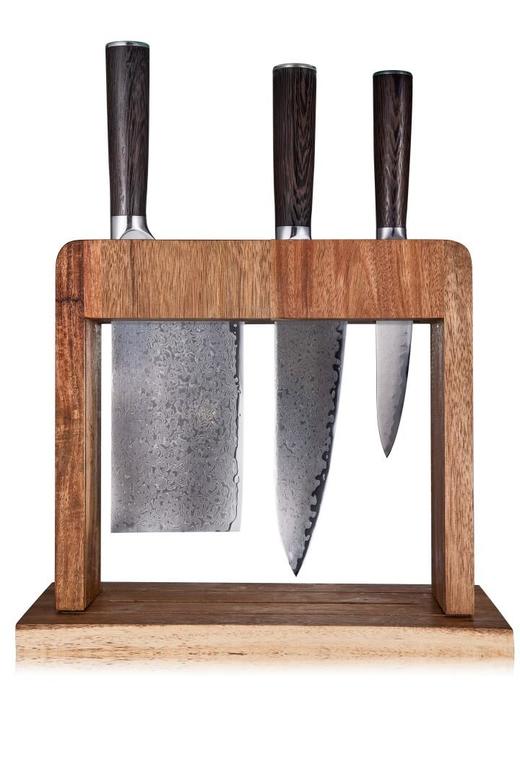 【第三批少量库存】大马士革刀家庭三件套带刀架家用厨刀刀削如风超锋利特有美妙花纹高端家庭厨刀套餐 商品图4