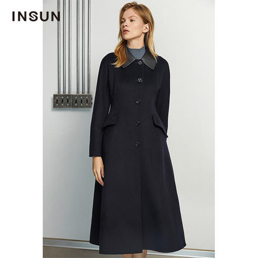 INSUN恩裳新品长款藏蓝大衣9c31580066 商品图2