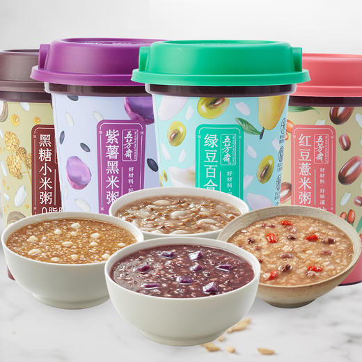 五芳斋 杯装粥礼盒 335克*6杯装 黑糖小米粥/紫薯黑米粥/绿豆百合粥/红豆薏米粥 五谷杂粮粗粮即食粥 商品图4