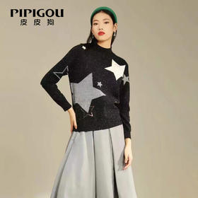 皮皮狗女式半高领绣花套衫8245212128