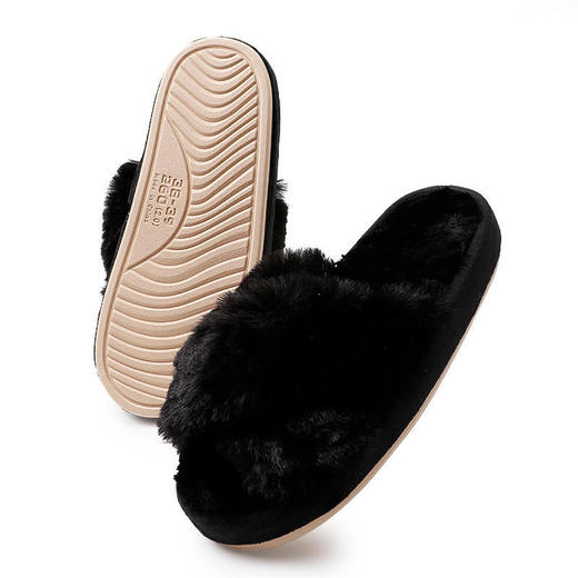 2双减5【2021网红新款交叉小兔绒拖鞋】OKSOO智庭室内居家保暖防滑棉拖鞋亲肤保暖 商品图8