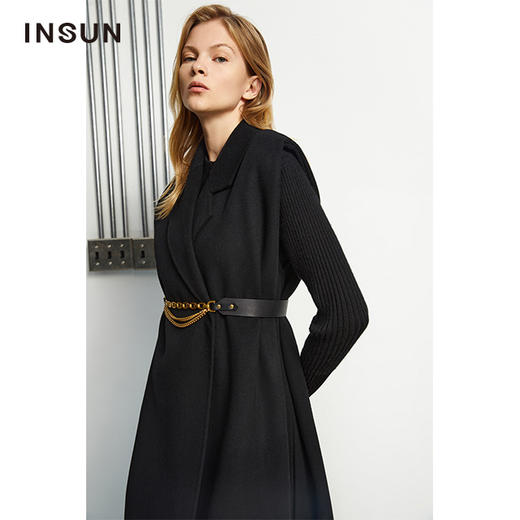 INSUN恩裳新品长款气质大衣马甲9c31580126 商品图2