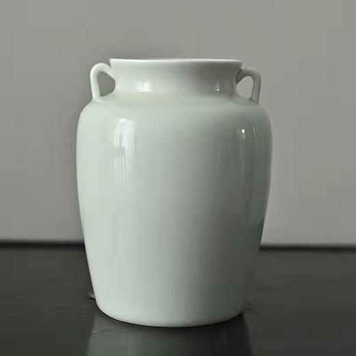 「景德镇中式纯色草木灰釉双耳花瓶」大口径花瓶 客厅书房雅致桌面摆件 商品图2