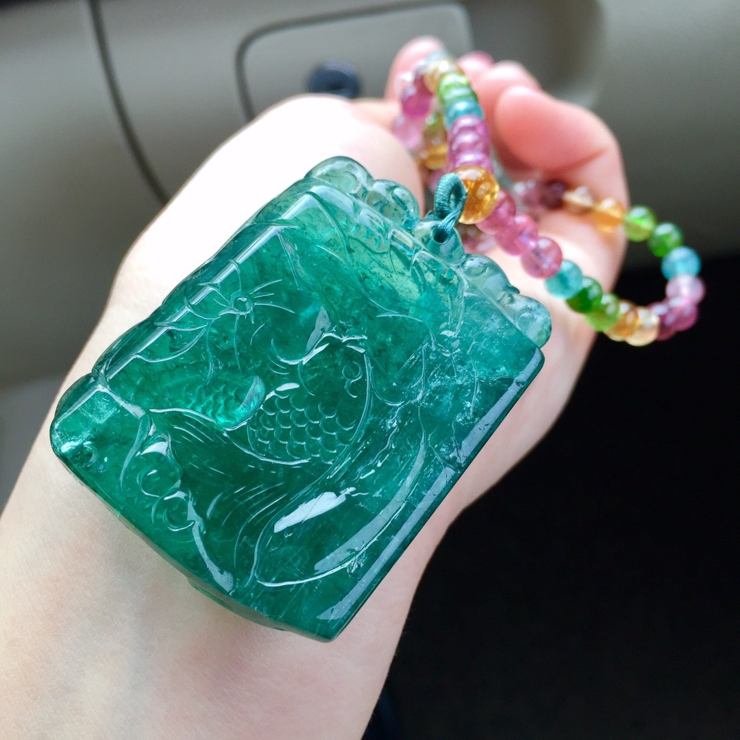 15克 天然蓝碧玺吊坠