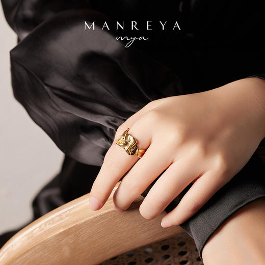 Manreya玛芮雅「鎏金溢彩」S925不规则时尚百搭锡纸设戒设计戒指 商品图2