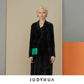 JUDYHUA 质感丝绒褶皱上衣