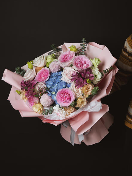 【流露的爱】玫瑰绣球混搭花束 商品图1