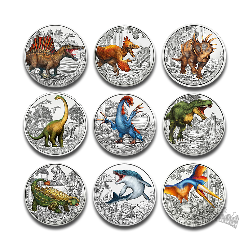夜光币！奥地利超级恐龙系列纪念币（1-9枚）