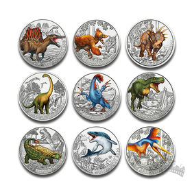 夜光币！奥地利超级恐龙系列纪念币（1-9枚）